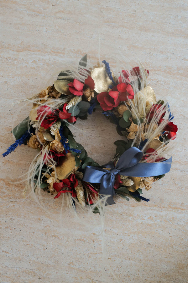 Adventskranz Dried Flower Christmas Wreath Red 2024