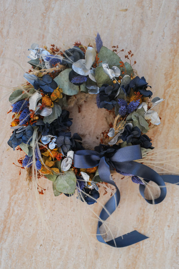 Adventskranz Dried Flower Christmas Wreath Blue 2024